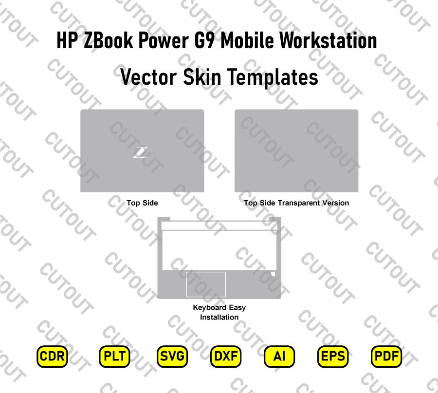 HP ZBook Power G9 Mobile Workstation Vector Skin Cut Files