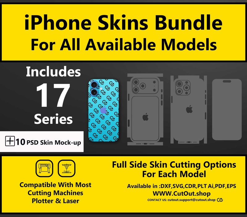 All iPhone Models Vector Skin Cut File Template Bundle