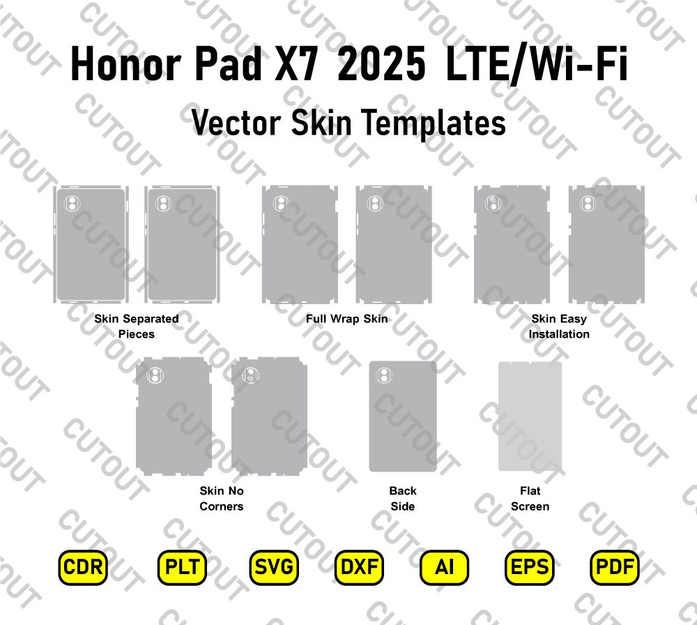 Honor Pad X7 2025 Wi-Fi -SIM Card Versions Vector Skin Cut Files