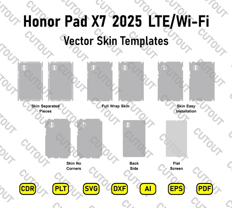 Honor Pad X7 2025 Wi-Fi -SIM Card Versions Vector Skin Cut Files