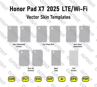 Honor Pad X7 2025 Wi-Fi -SIM Card Versions Vector Skin Cut Files
