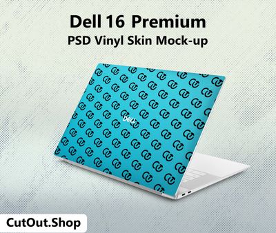 Dell 16 Premium PSD Vinyl Skin Mockup By CutOut