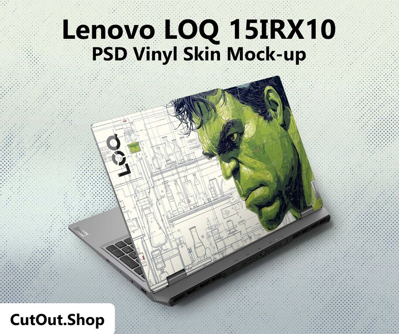 Lenovo LOQ 15IRX10 PSD Vinyl Skin Mockup By CutOut