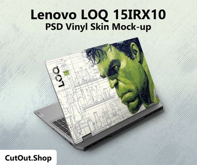 Lenovo LOQ 15IRX10 PSD Vinyl Skin Mockup By CutOut