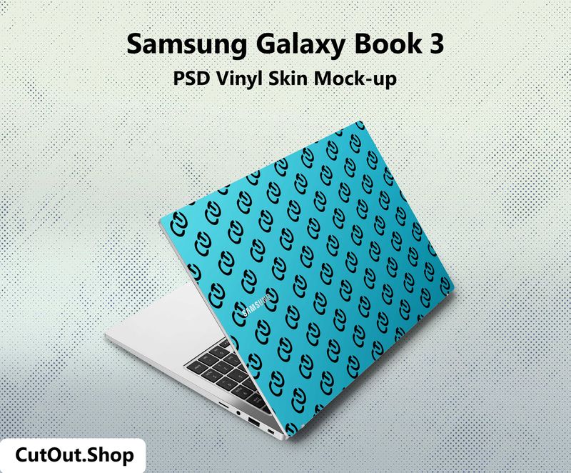 Samsung Galaxy Book 3 PSD Vinyl Skin Mock-up By CutOut