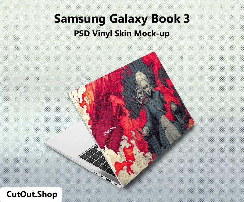 Samsung Galaxy Book 3 PSD Vinyl Skin Mock-up By CutOut