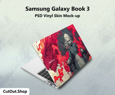 Samsung Galaxy Book 3 PSD Vinyl Skin Mock-up By CutOut