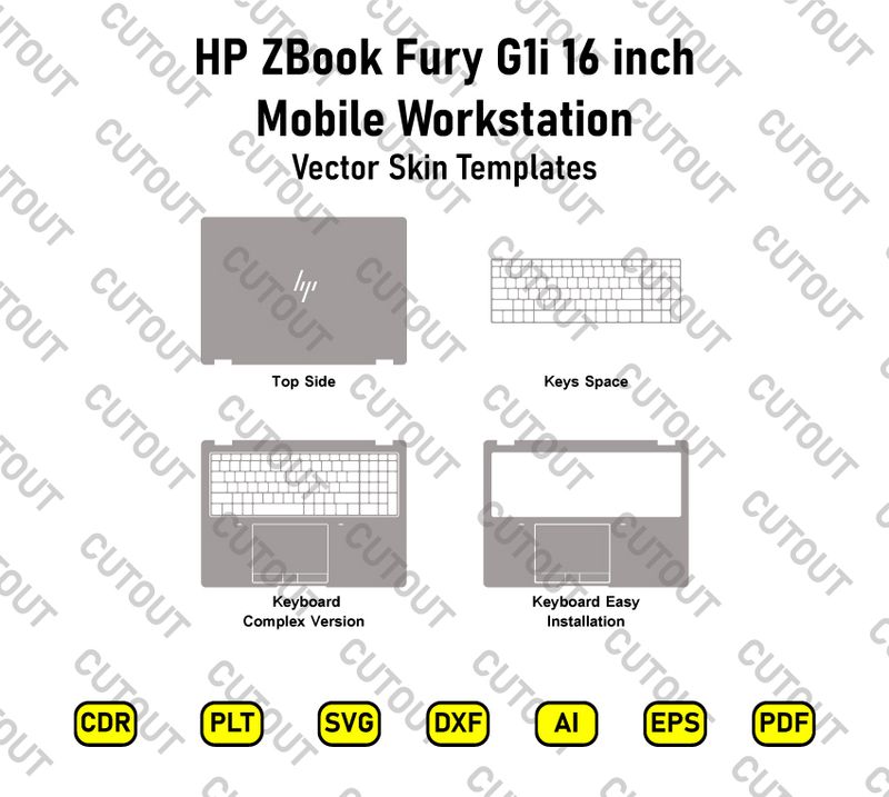 HP ZBook Fury G1i 16-inch Mobile Workstation Vector Skin Cut Files