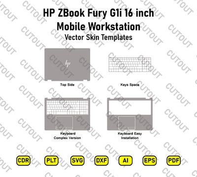 ​Archivos de corte vectorial para la estación de trabajo móvil HP ZBook Fury G1i de 16 pulgadas