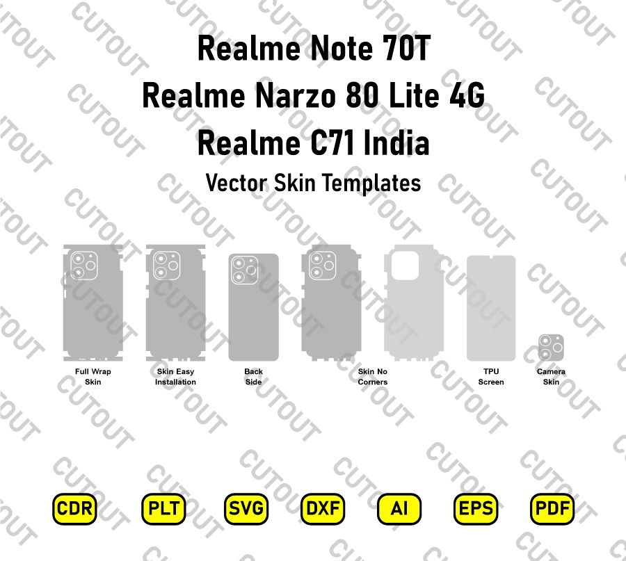 Realme Note 70T/Narzo 80 Lite 4G/ C71 India Vector Skin Cut Files