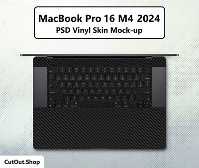 MacBook Pro 16 M4 2024 PSD Vinyl Skin Mock-up