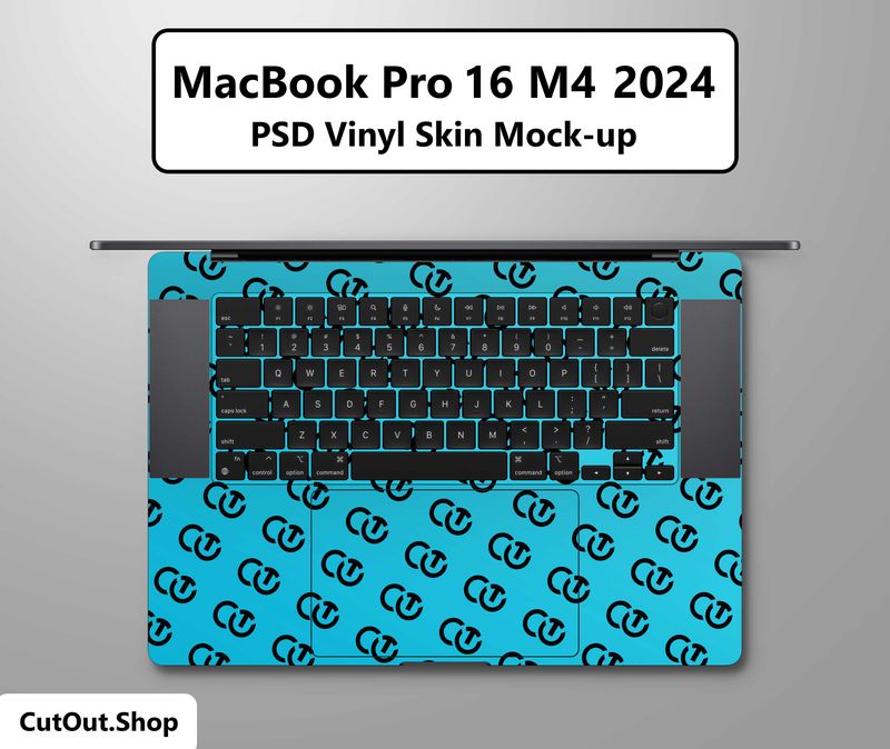 MacBook Pro 16 M4 2024 PSD Vinyl Skin Mock-up