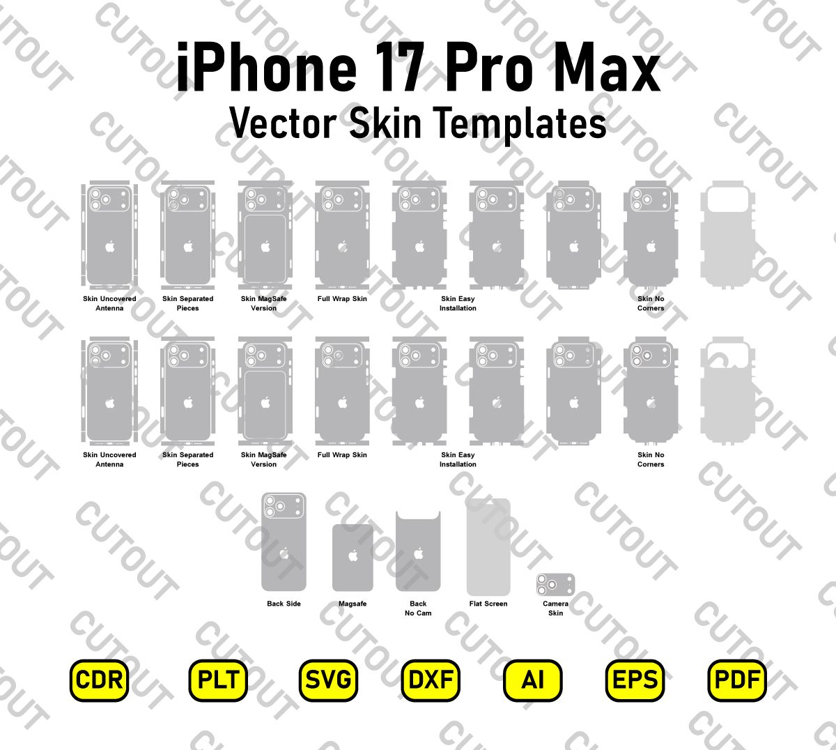 iPhone 17 Pro Max Compleate Vector Skin Cut Files