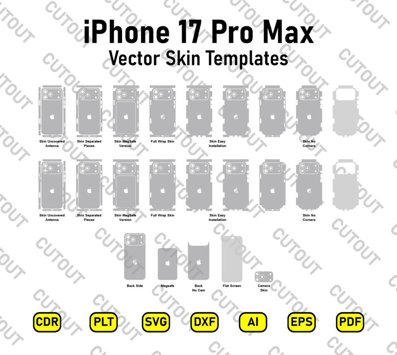 iPhone 17 Pro Max Compleate Vector Skin Cut Files