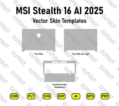 ​MSI Stealth 16 AI 2025 Vektor-Skin-Schnittdateien