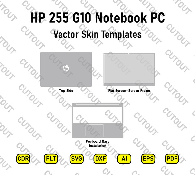 HP 255 G10 Notebook PC Vector Skin Cut Files