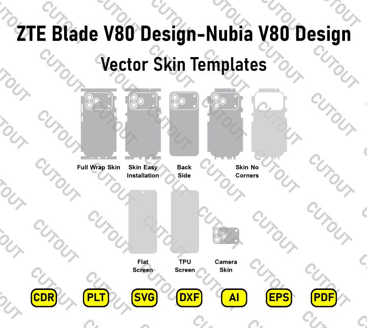 ZTE Blade V80 Design-Nubia V80 Design Vector Skin Cut Files