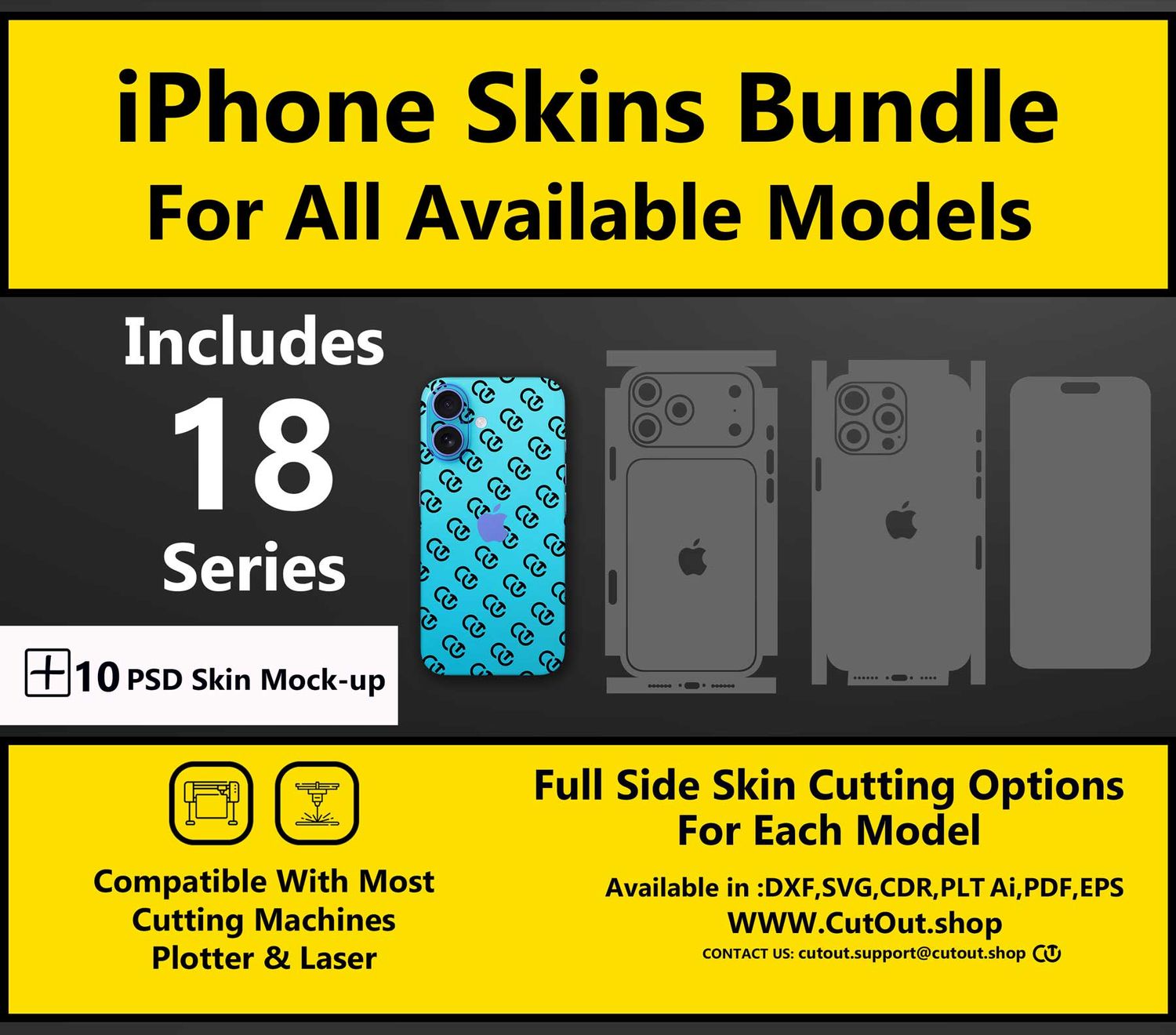 All iPhone Models Vector Skin Cut File Template Bundle