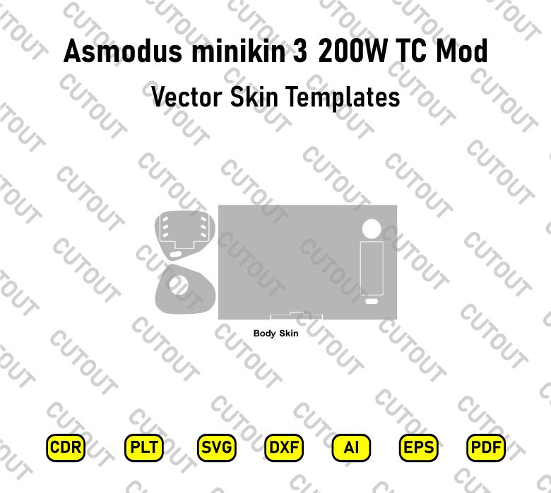 Asmodus minikin 3 200w TC Touch Mod Vector Skin Cut Files