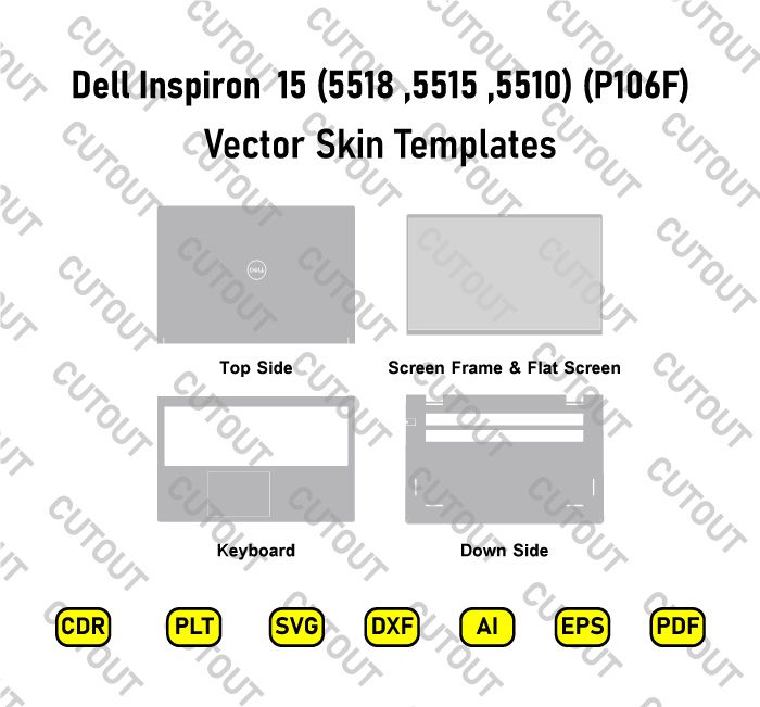 Dell Inspiron 5510, 5515, 5518 (P106F) Vector Skin Cut Files