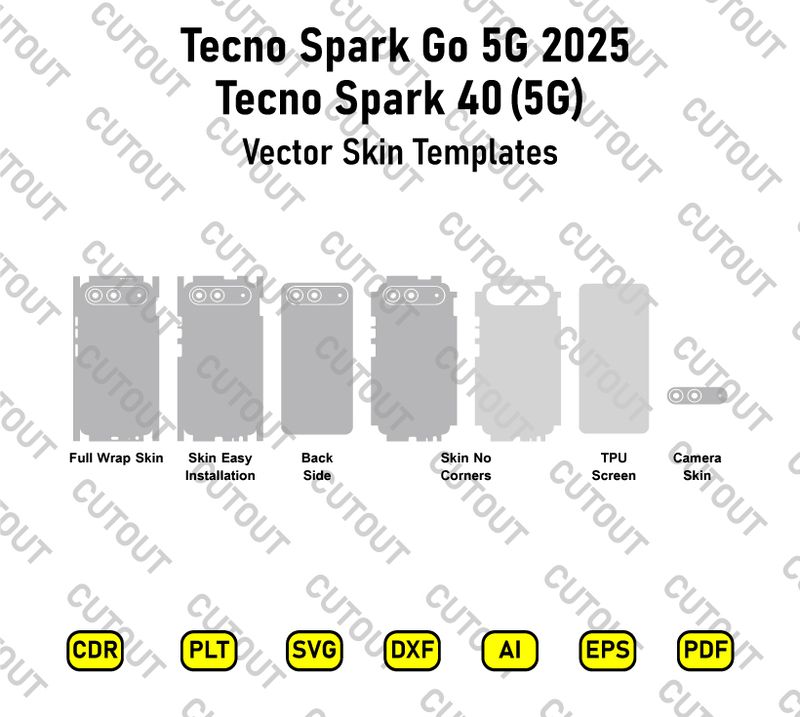 Tecno Spark 40 5G-Tecno Spark Go 5G 2025 Vector Skin Cut Files