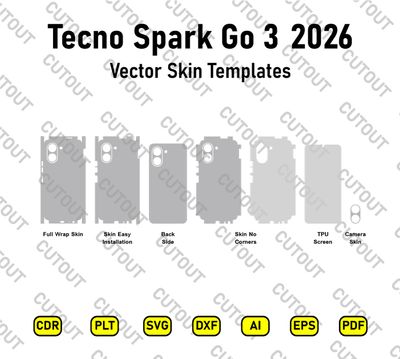 Tecno Spark Go 3 2026 Vector Skin Cut Files