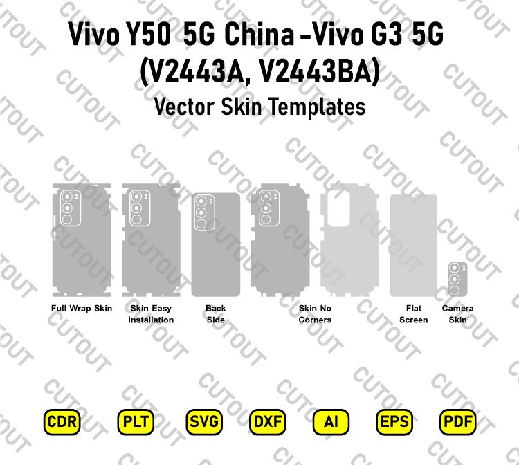 Vivo Y50 5G China-Vivo G3 5G (V2443A, V2443BA) Vector Skin Cut Files