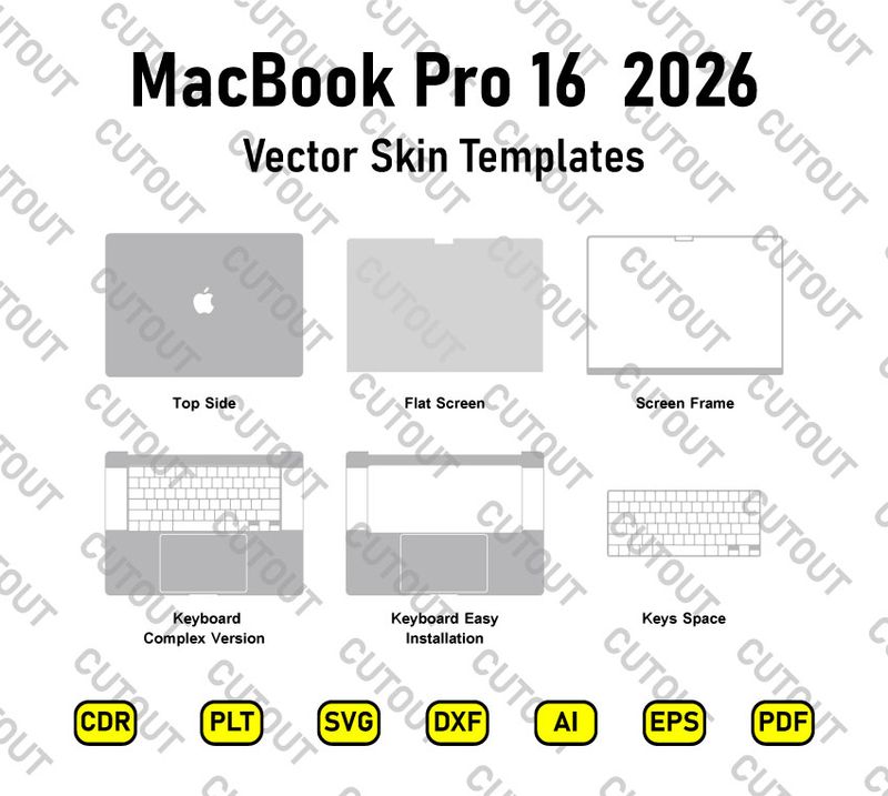 MacBook Pro 16-inch 2026 Vector Skin Cut Files