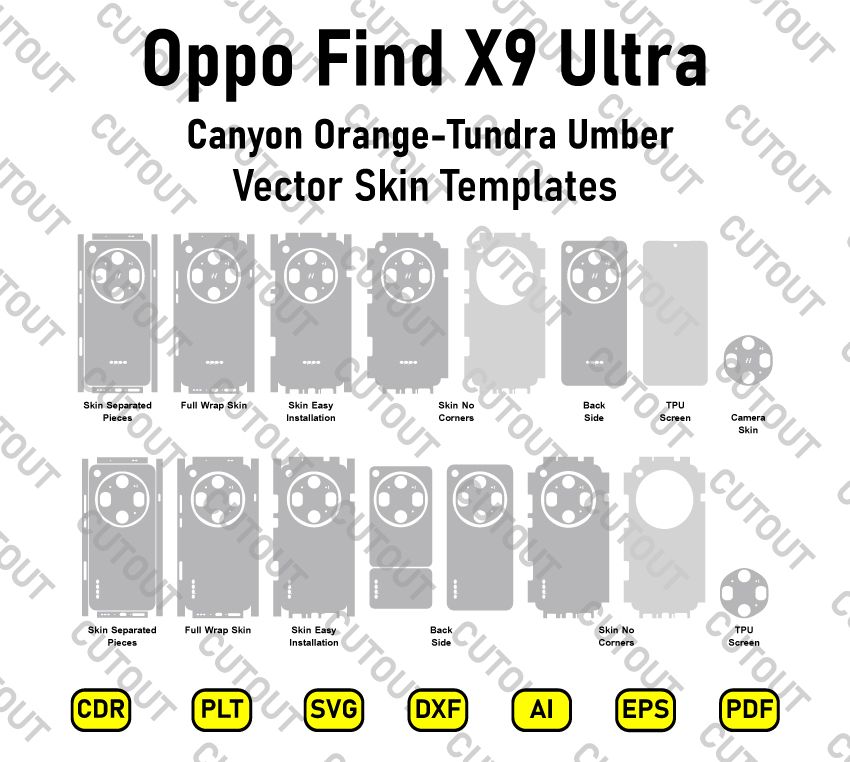 Oppo Find X9 Ultra Canyon Orange-Tundra Umber Vector Skin Cut Files