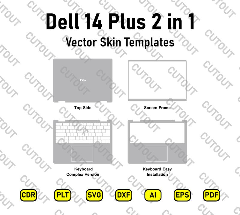 Dell 14 Plus 2-in-1 Vector Skin Cut Files