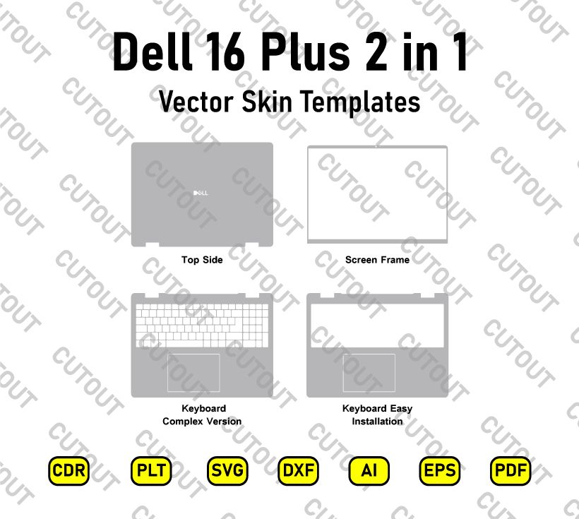 Dell 16 Plus 2-in-1 Vector Skin Cut Files