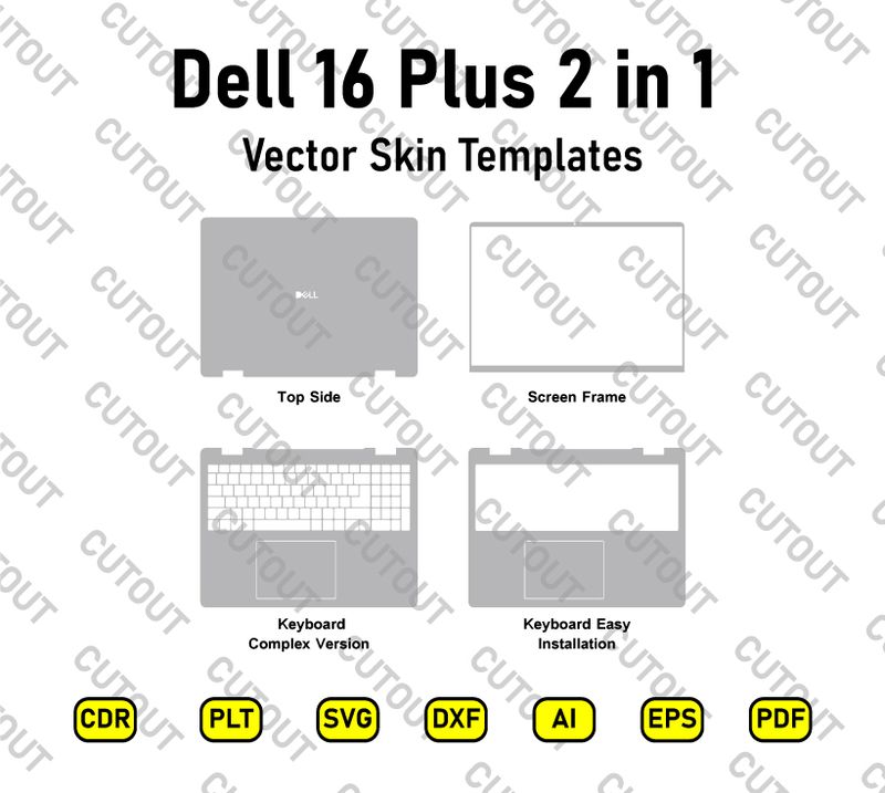 Dell 16 Plus 2-in-1 Vector Skin Cut Files