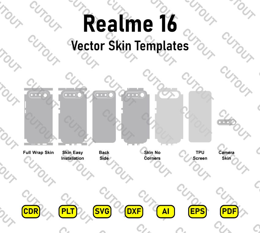 ​Archivos de corte vectorial para vinilo y TPU para Realme 16