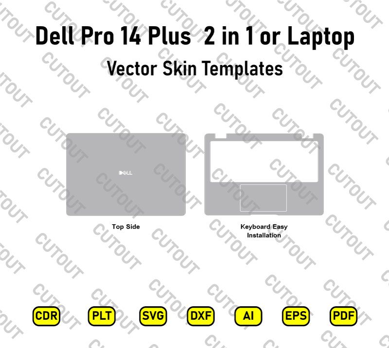 Dell Pro 14 Plus Laptop 2-in-1 Vector Skin Cut Files