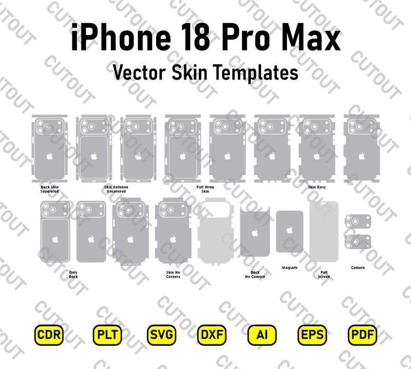 iPhone 18 Pro Max Vector Skin Cut Files