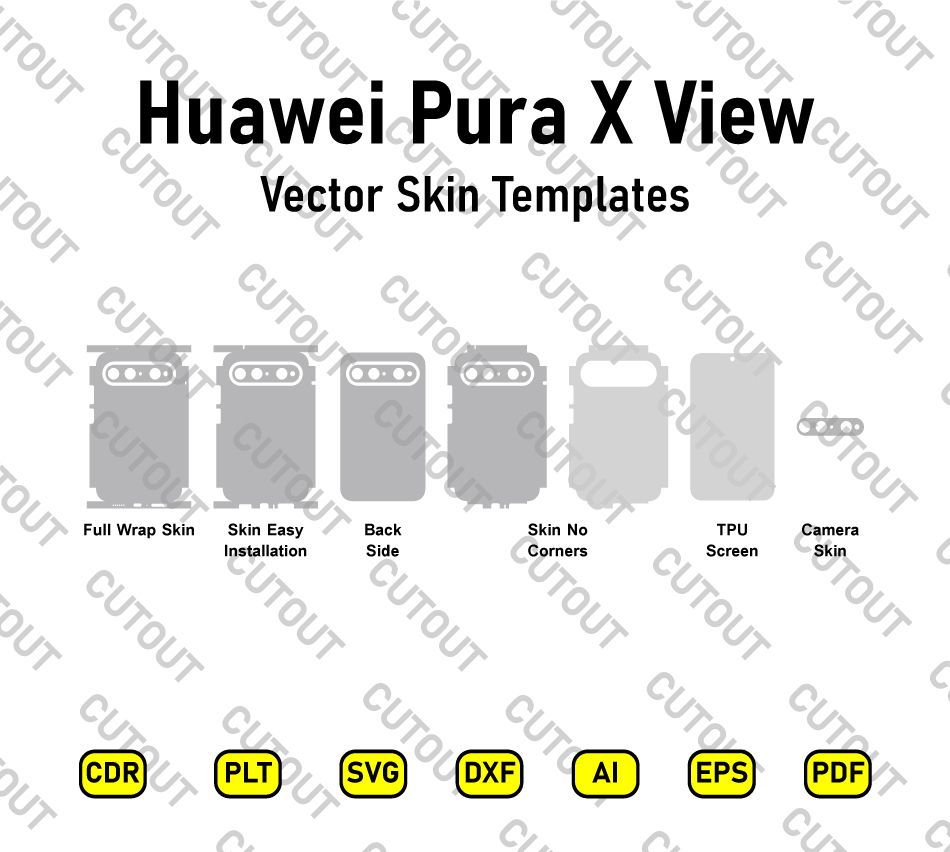 Huawei Pura X View Vector Skin Cut Files