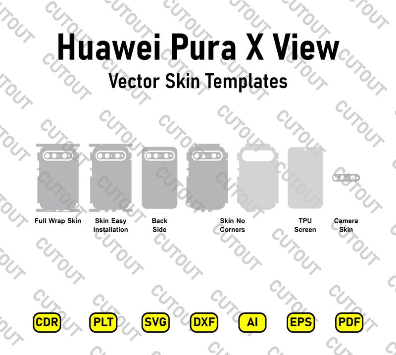 Huawei Pura X View Vector Skin Cut Files