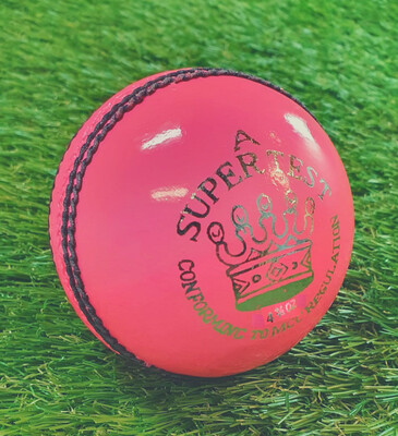 AJ Super Test Junior Cricket Ball - 4.75ozs (Pink)