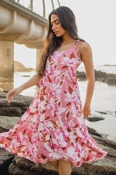 Willows |Cassis Dress - Flamingo Blooms