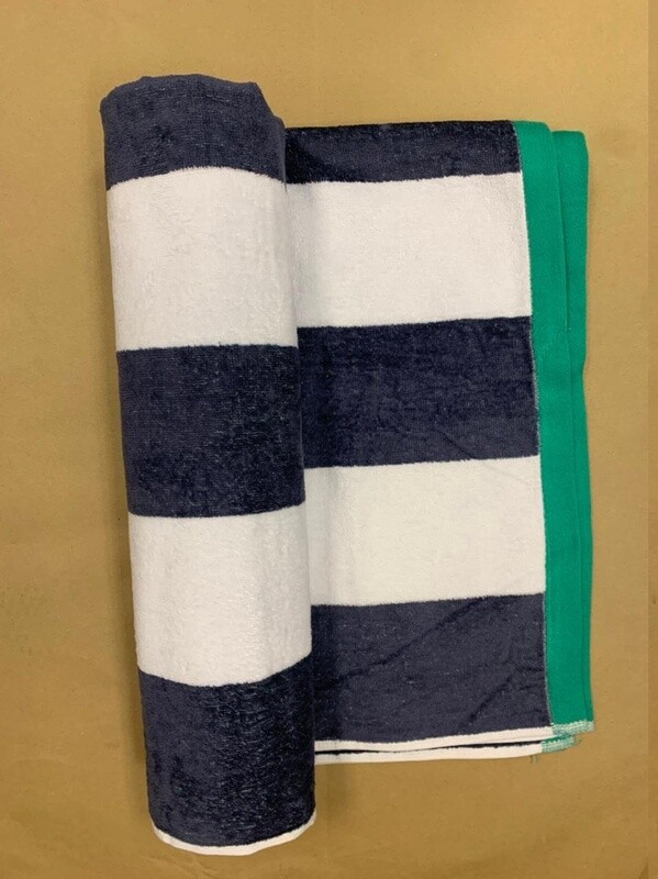 Bunty Velour Beach Towel 90 x 180cm White/Blue