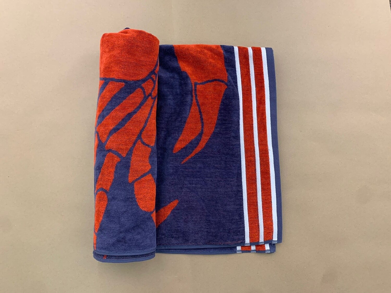 Bunty | Velour Beach Towel | 90 x 180cm | Blue/Red