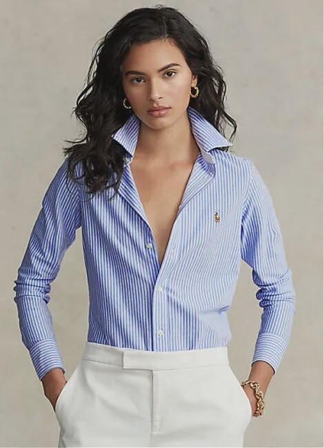 Polo | Long Sleeve Shirt | Stripe Boyfriend | Light Blue