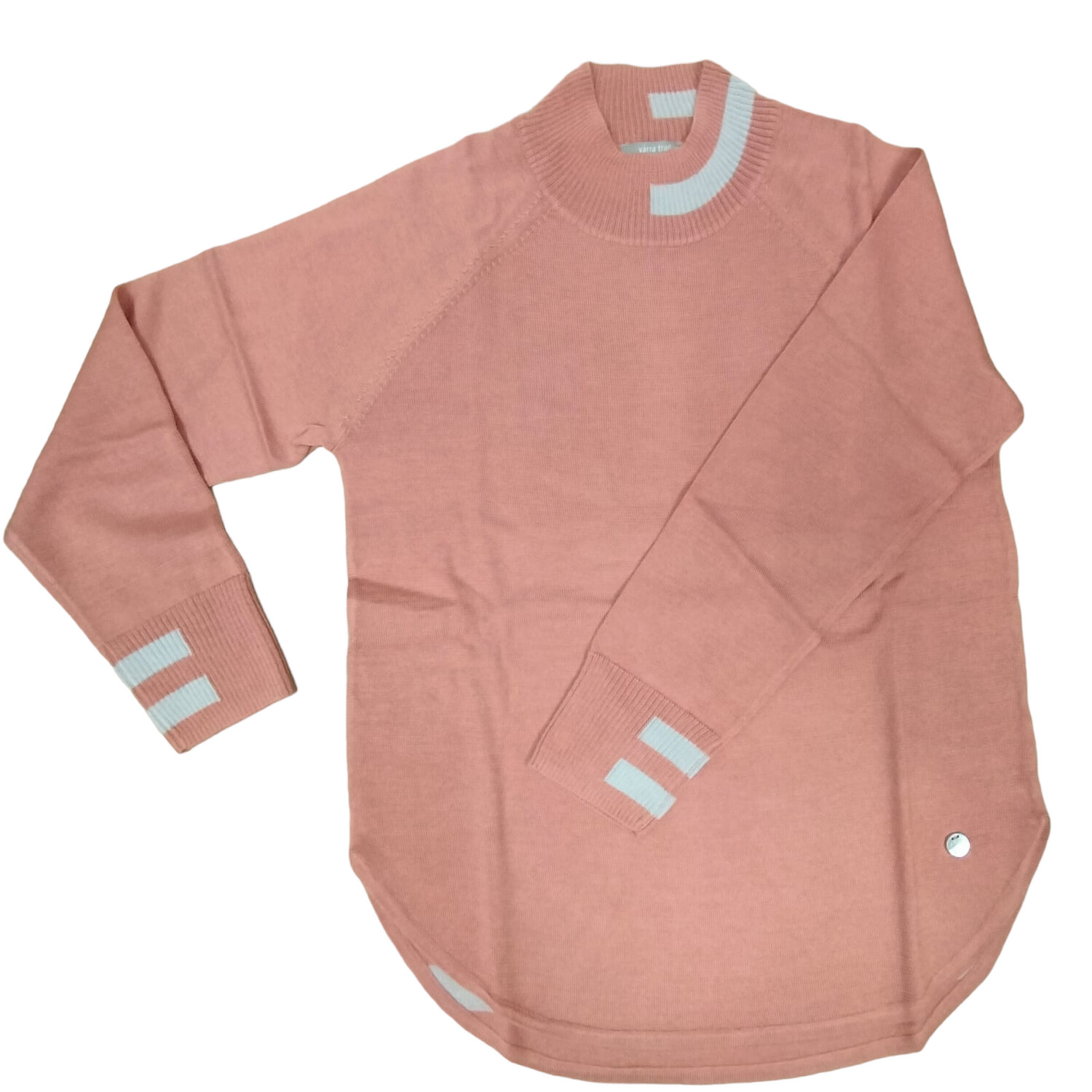 Yarra Trail | Pullover| Stripe Trim Knit | Pale Terracotta, Size: XS
