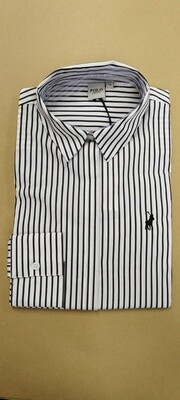 Polo | Long Sleeve Shirt | Concealed Front | Black Stripe