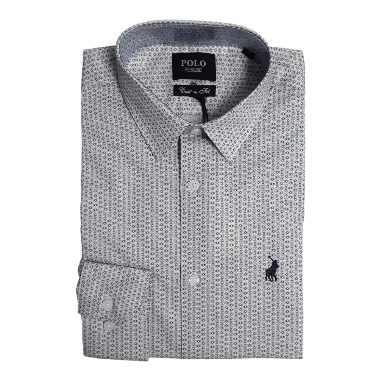 Polo | LS Shirt | Custom Fit | Micro Geometric | White