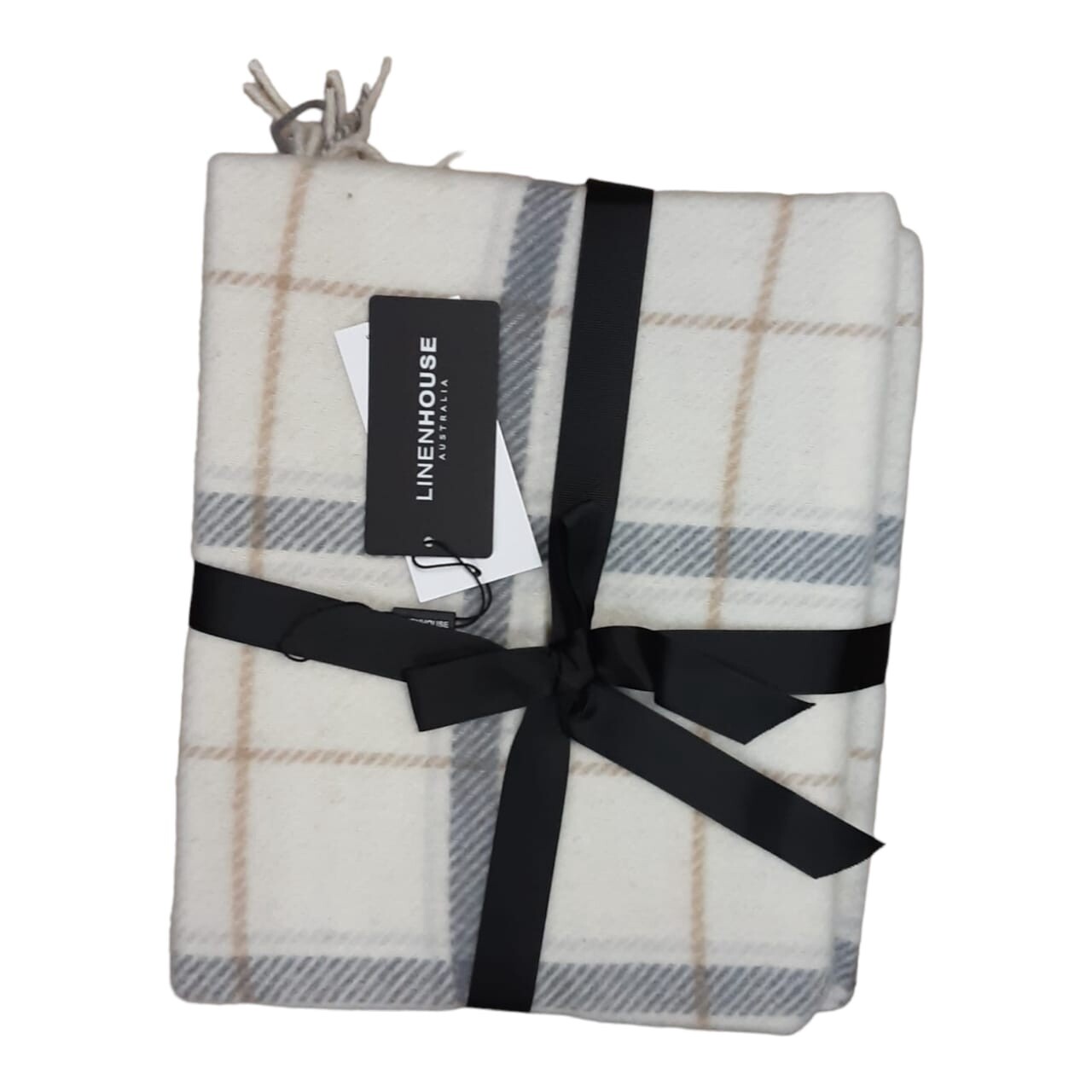 Linen House | Wool Throw | 127x152, Colour: Cream Check