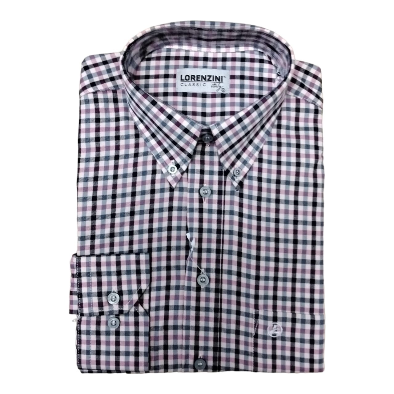 Lorenzini | Long Sleeve Shirt | LO50/541 | Purple check, Size: M