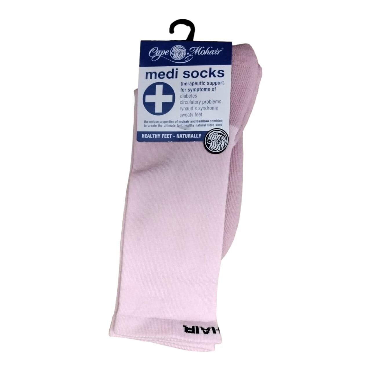 Cape Mohair | Light weight Medi Socks |  Light Pink | 4-7