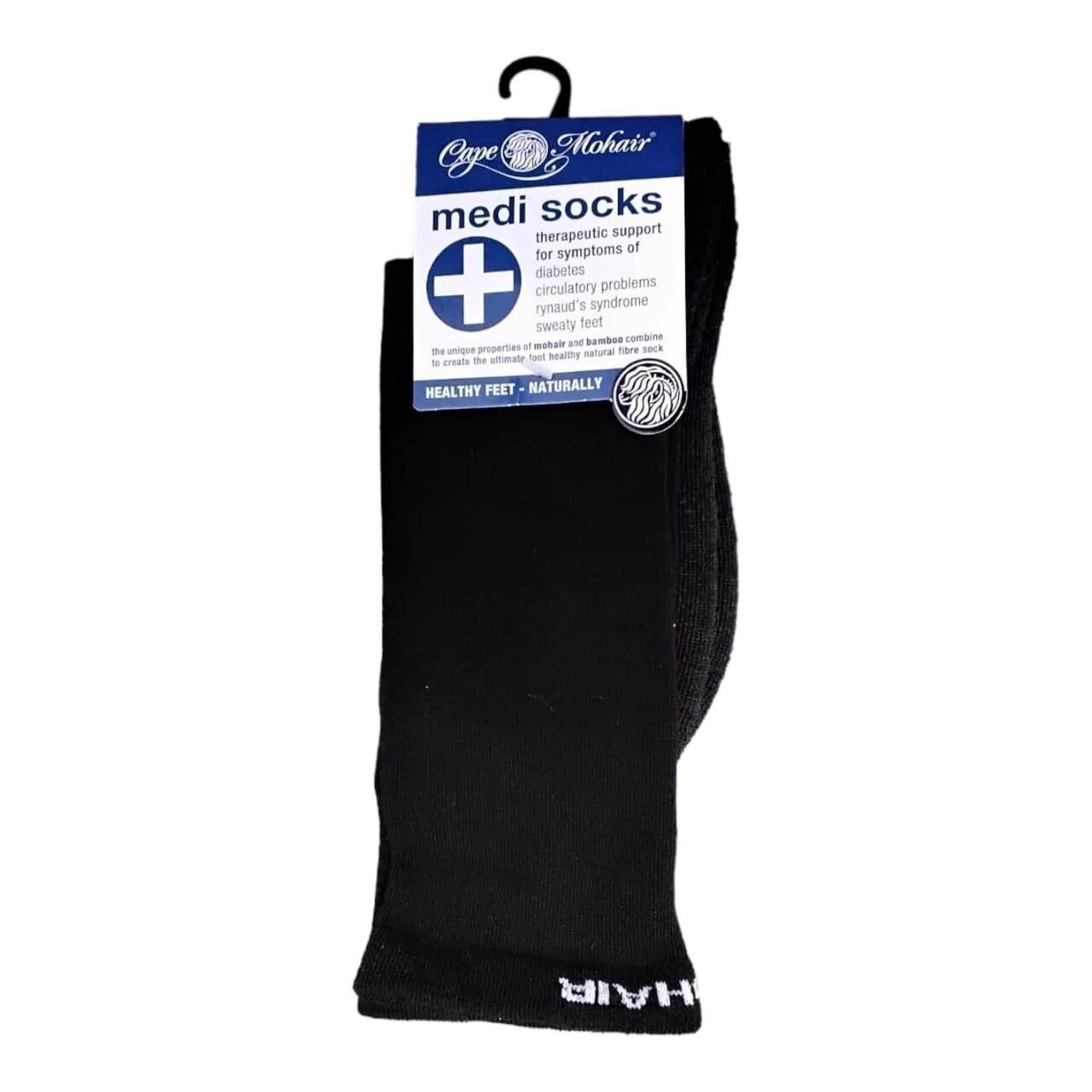 Cape Mohair | Medi Socks | Half Terri | Black | 4-7