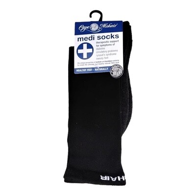 Cape Mohair | Medi Socks | Half Terri | Black | 4-7